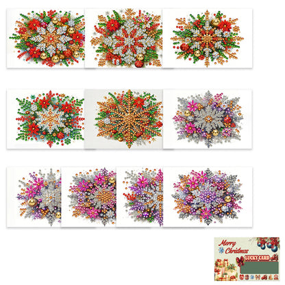 10PCS DIY Xmas Diamond Art Crystal Scratch Card Handmade Gift Card (Snowflakes)