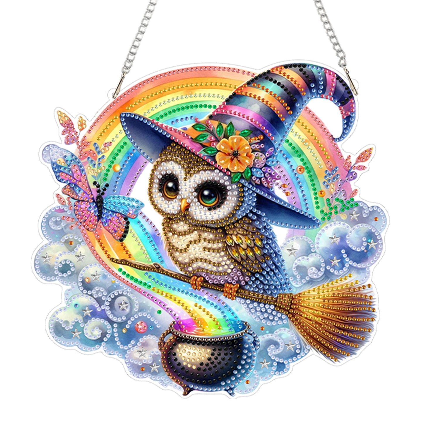 2D Flat DIY Hanging Diamond Art Kits DIY Home Decor Hanging Charm (Owl)
