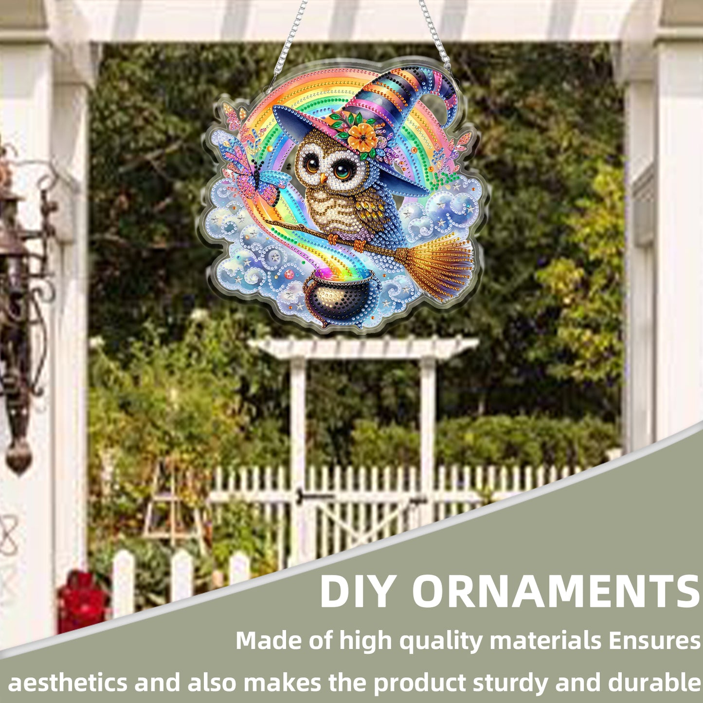 2D Flat DIY Hanging Diamond Art Kits DIY Home Decor Hanging Charm (Owl)