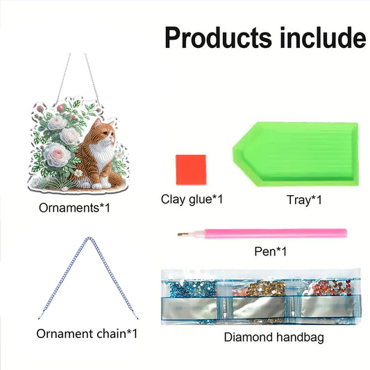2D Flat DIY Hanging Diamond Art Kits DIY Home Decor Hanging Charm (Flowers)