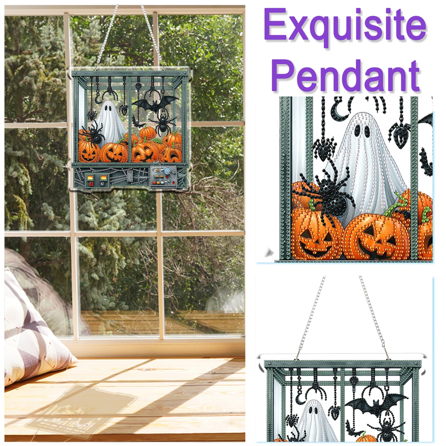 2D Flat DIY Hanging Diamond Art Kits DIY Home Decor Hanging Charm (Halloween)