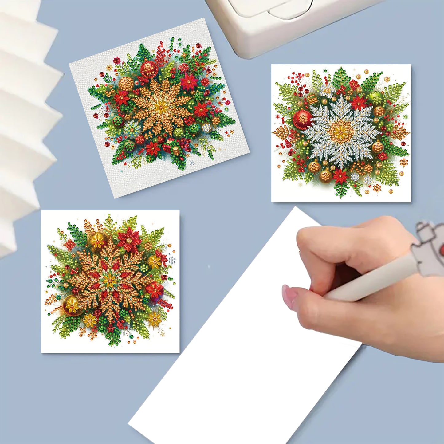 6PCS DIY Diamond Art Greeting Cards Congratulations Cards Gifts (Snowflakes)