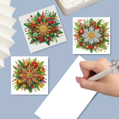 6PCS DIY Diamond Art Greeting Cards Congratulations Cards Gifts (Snowflakes)