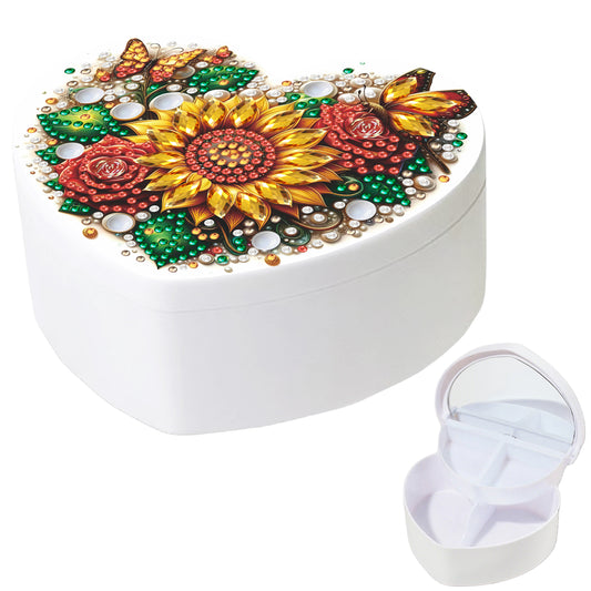 Sunflower DIY Diamond Painting Heart-Shaped Jewelry Box Decorative Storage Case