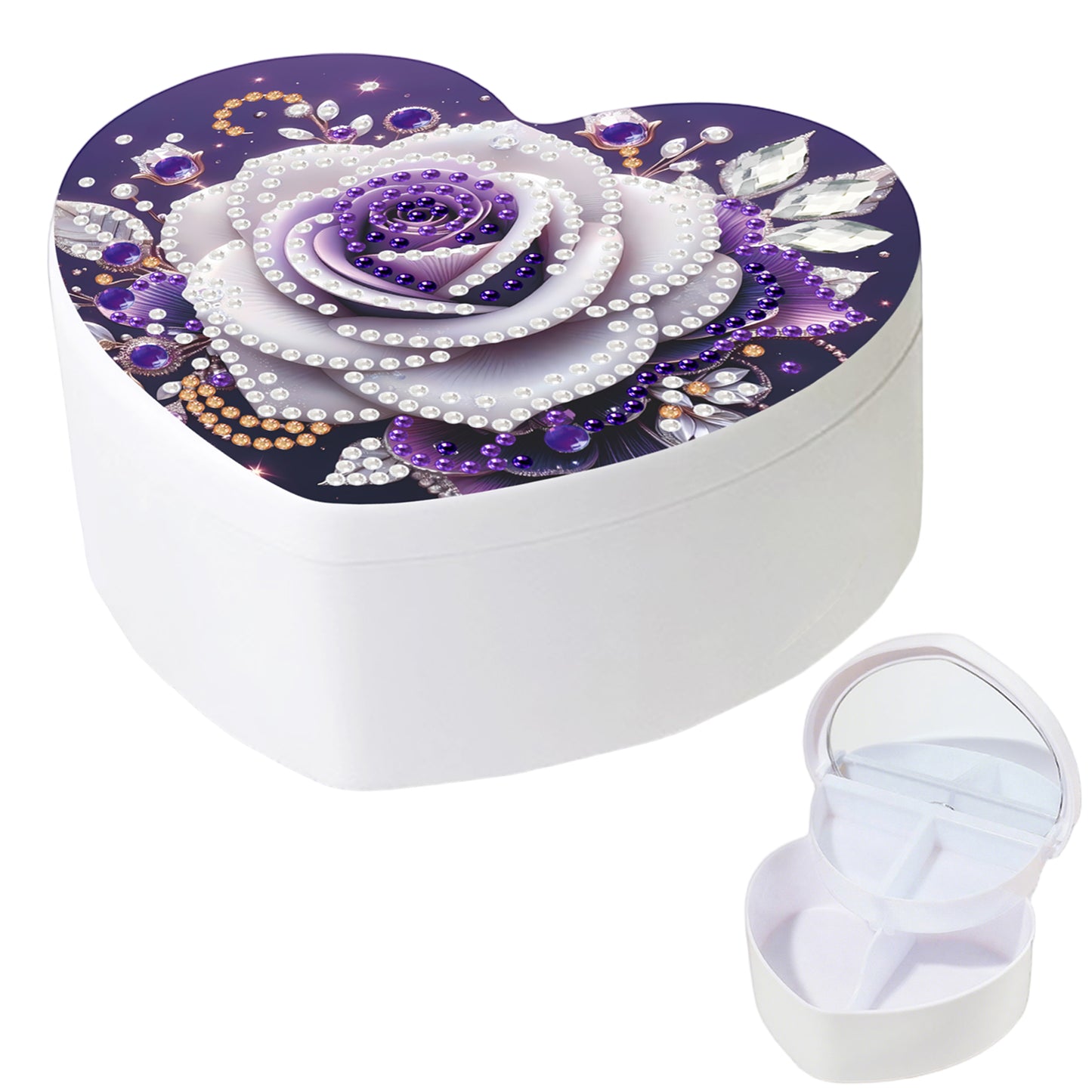 Rose DIY Diamond Painting Heart-Shaped Jewelry Box Decorative Storage Case