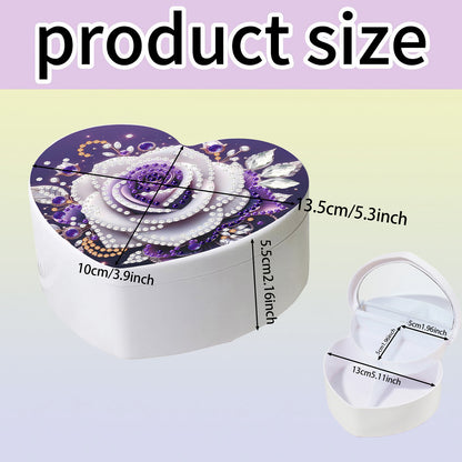 Rose DIY Diamond Painting Heart-Shaped Jewelry Box Decorative Storage Case