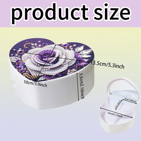 Rose DIY Diamond Painting Heart-Shaped Jewelry Box Decorative Storage Case