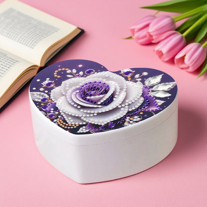 Rose DIY Diamond Painting Heart-Shaped Jewelry Box Decorative Storage Case