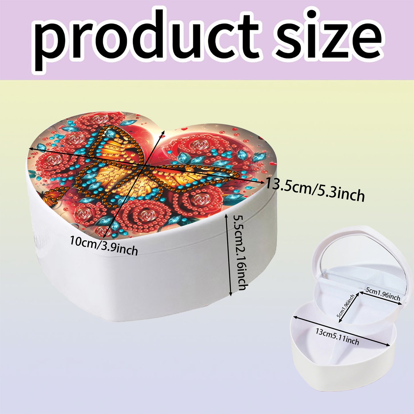 Butterfly DIY Diamond Painting Heart-Shaped Jewelry Box Decorative Storage Case