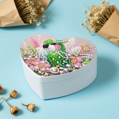 Flower Bird DIY Diamond Painting Heart-Shape Jewelry Box Decorative Storage Case