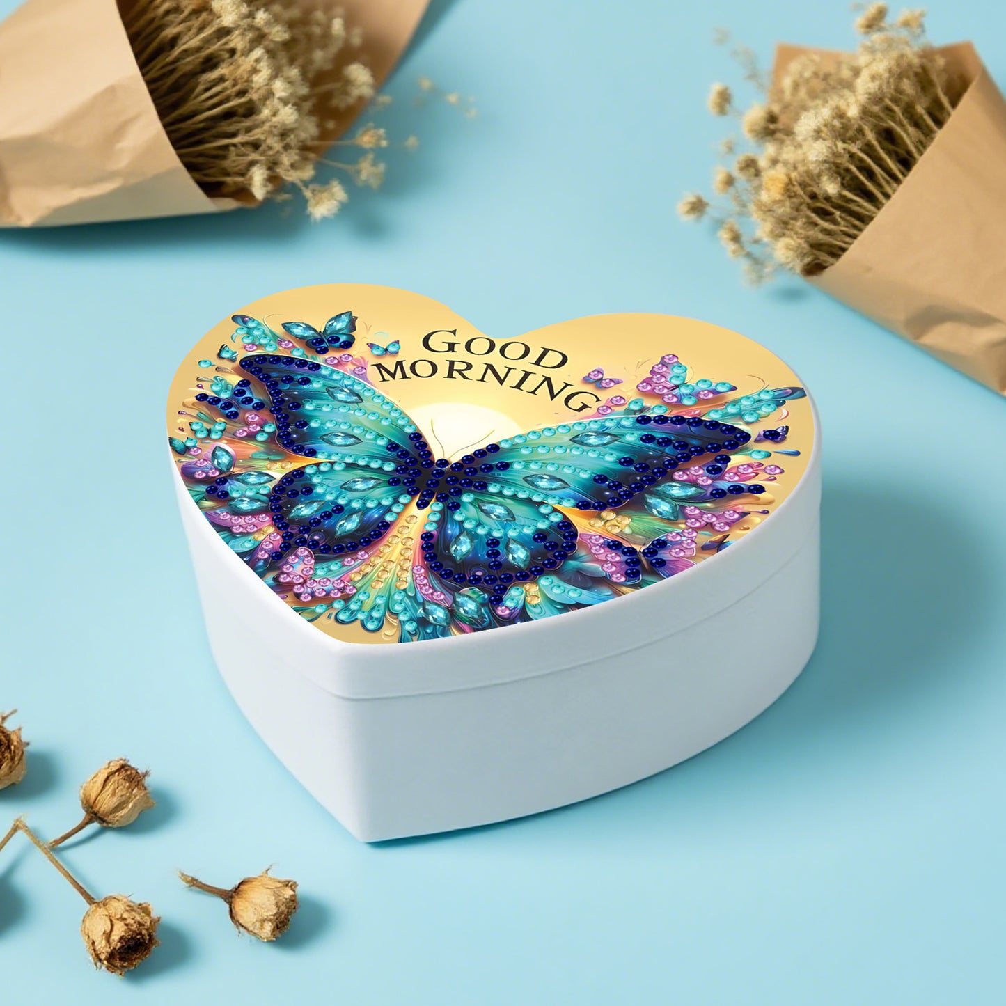 Butterfly DIY Diamond Painting Heart-Shaped Jewelry Box Decorative Storage Case