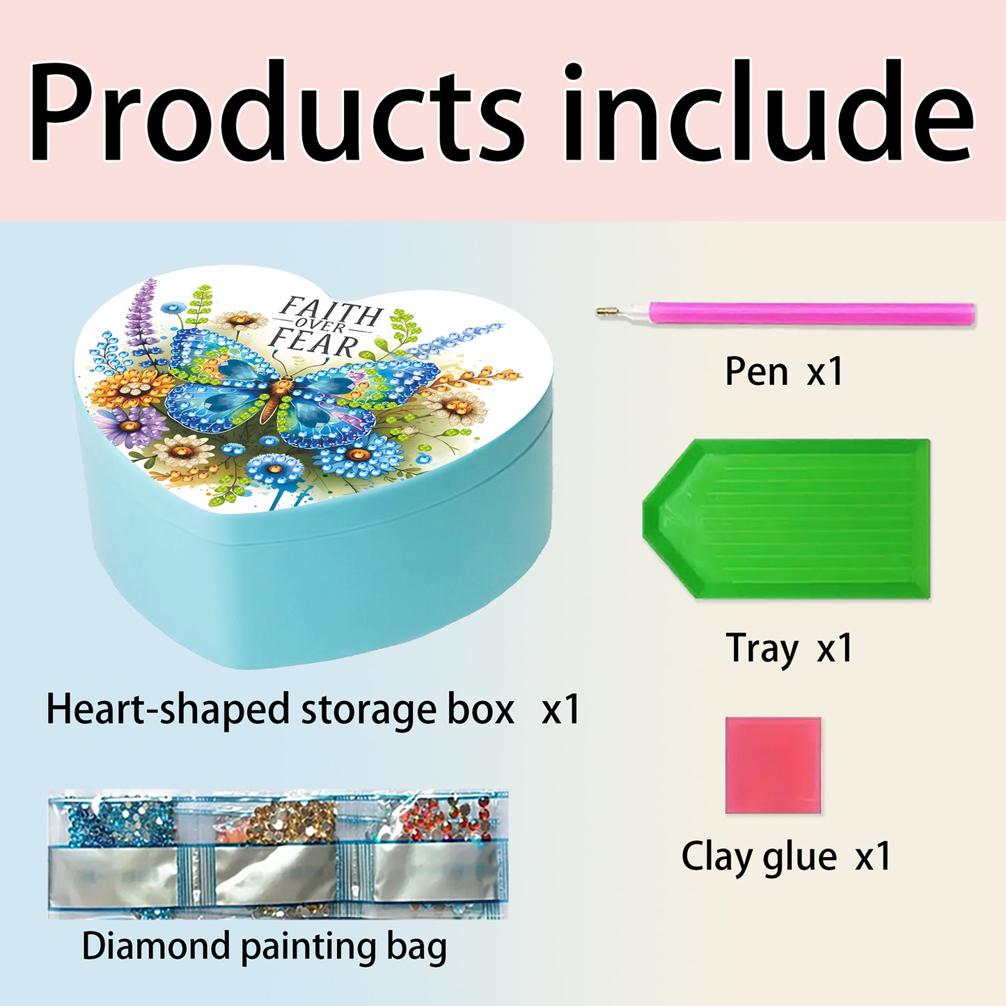 Butterfly DIY Diamond Painting Heart-Shaped Jewelry Box Decorative Storage Case