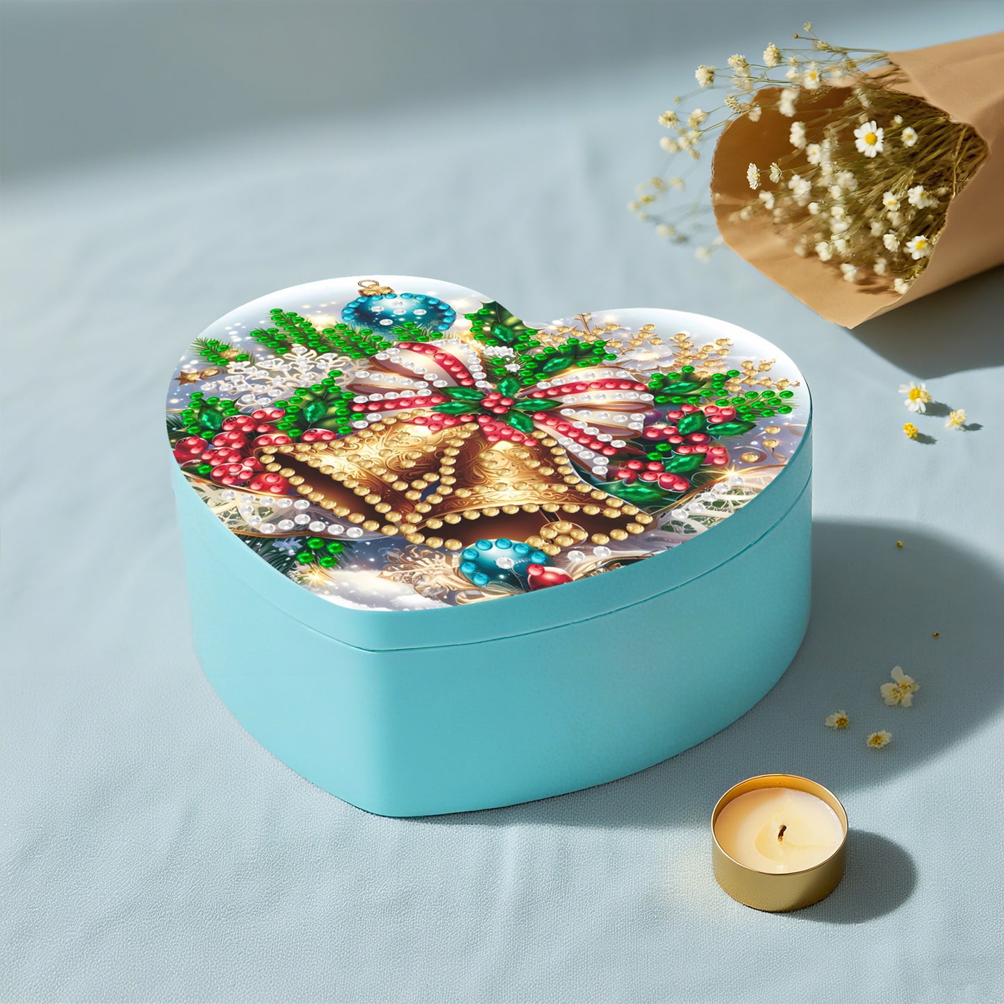 Bell DIY Diamond Painting Heart-Shaped Jewelry Box Decorative Storage Case
