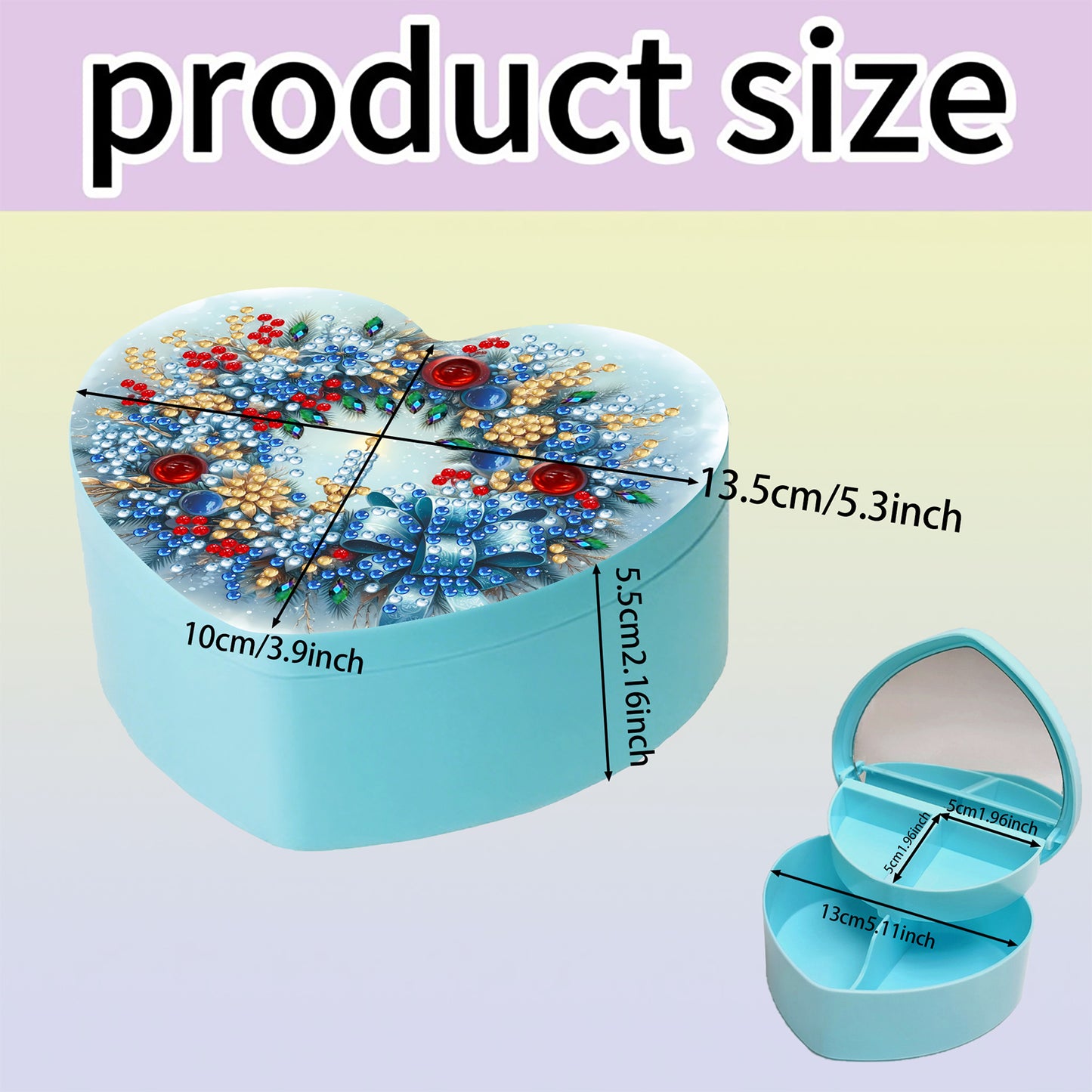 Wreath DIY Diamond Painting Heart-Shaped Jewelry Box Decorative Storage Case