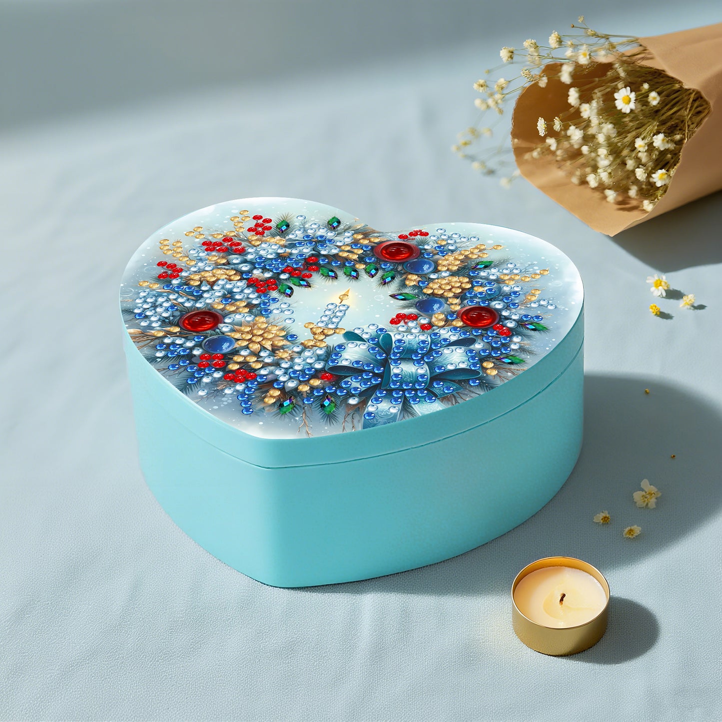 Wreath DIY Diamond Painting Heart-Shaped Jewelry Box Decorative Storage Case