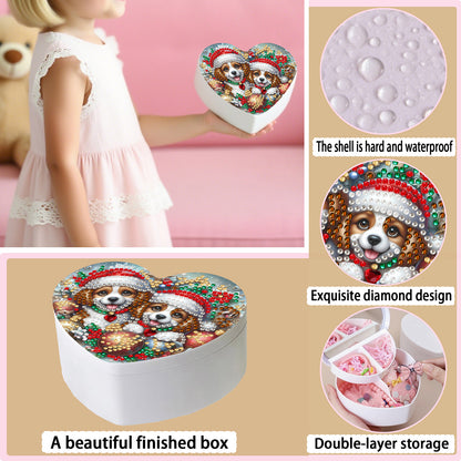 Dog DIY Diamond Painting Heart-Shaped Jewelry Box Decorative Storage Case