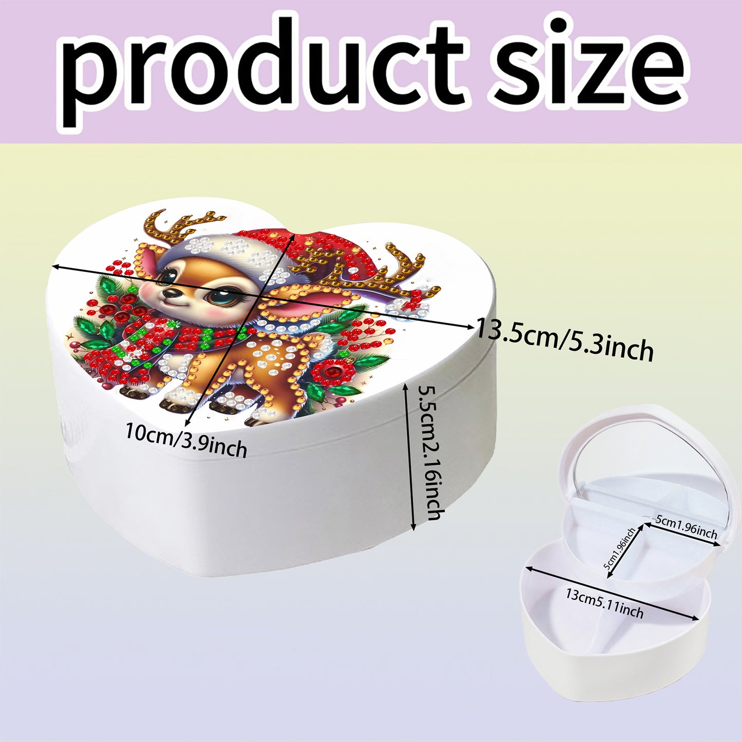 Elk DIY Diamond Painting Heart-Shaped Jewelry Box Decorative Storage Case