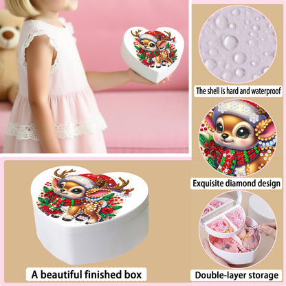 Elk DIY Diamond Painting Heart-Shaped Jewelry Box Decorative Storage Case