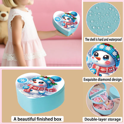 Snowman DIY Diamond Painting Heart-Shaped Jewelry Box Decorative Storage Case