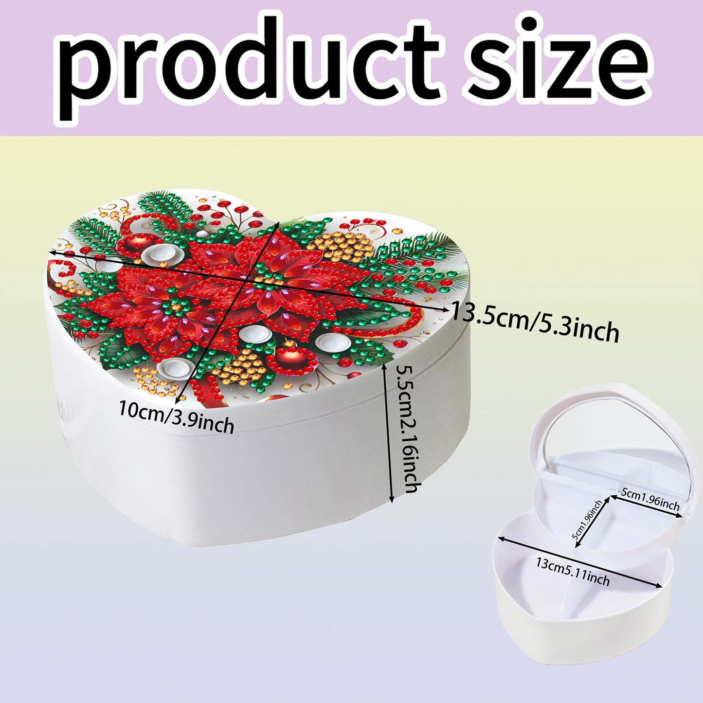 Flower DIY Diamond Painting Heart-Shaped Jewelry Box Decorative Storage Case