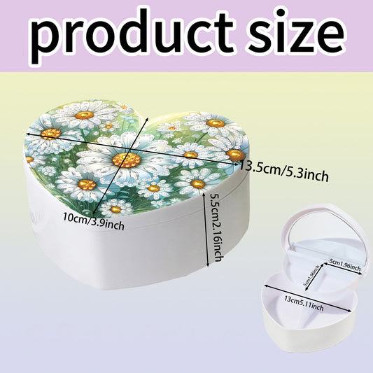 Daisy DIY Diamond Painting Heart-Shaped Jewelry Box Decorative Storage Case