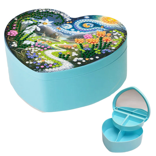 Landscape DIY Diamond Painting Heart-Shaped Jewelry Box Decorative Storage Case