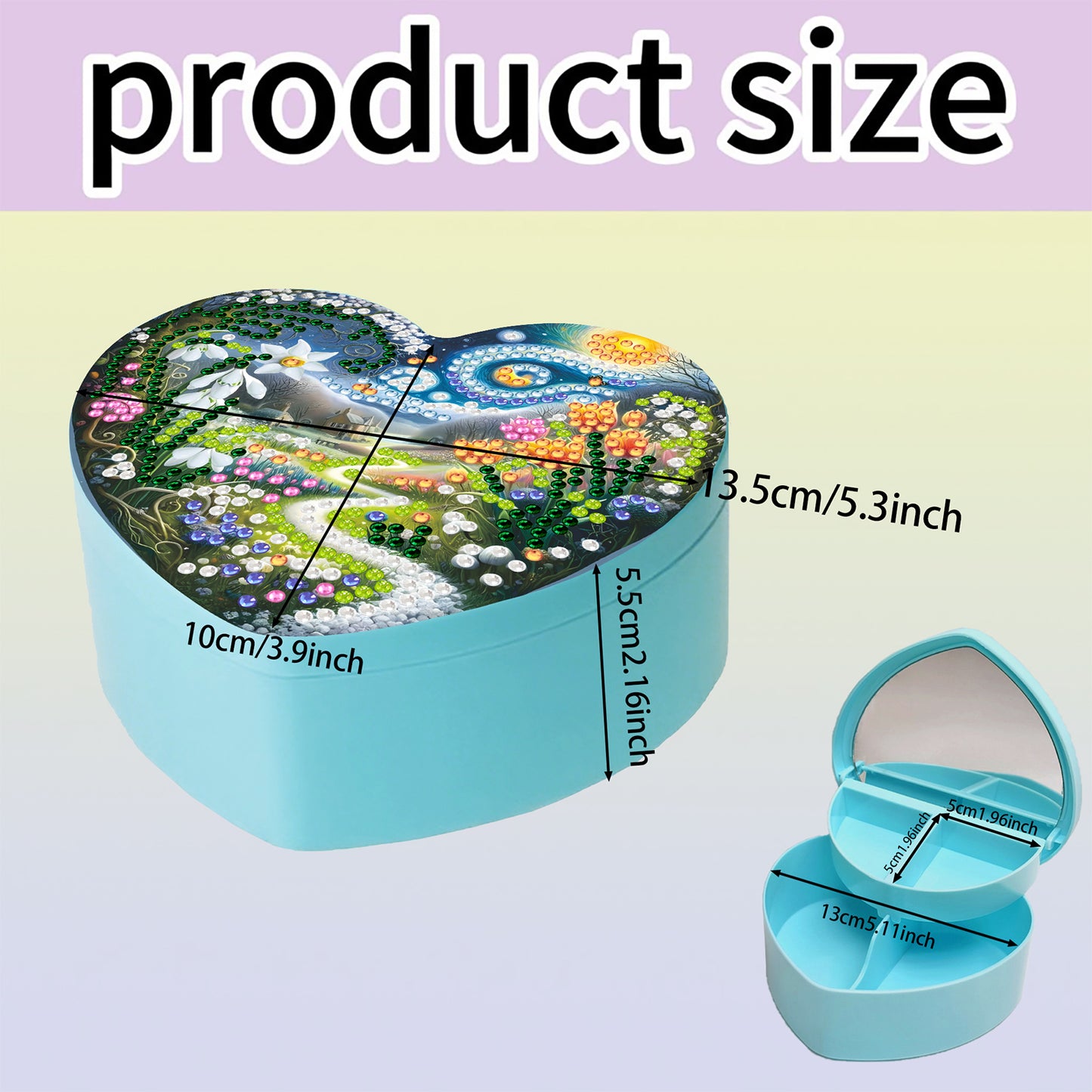 Landscape DIY Diamond Painting Heart-Shaped Jewelry Box Decorative Storage Case