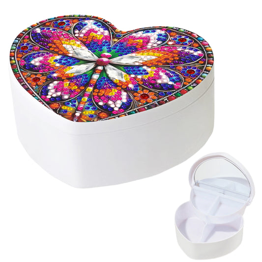 Dragonfly DIY Diamond Painting Heart-Shaped Jewelry Box Decorative Storage Case