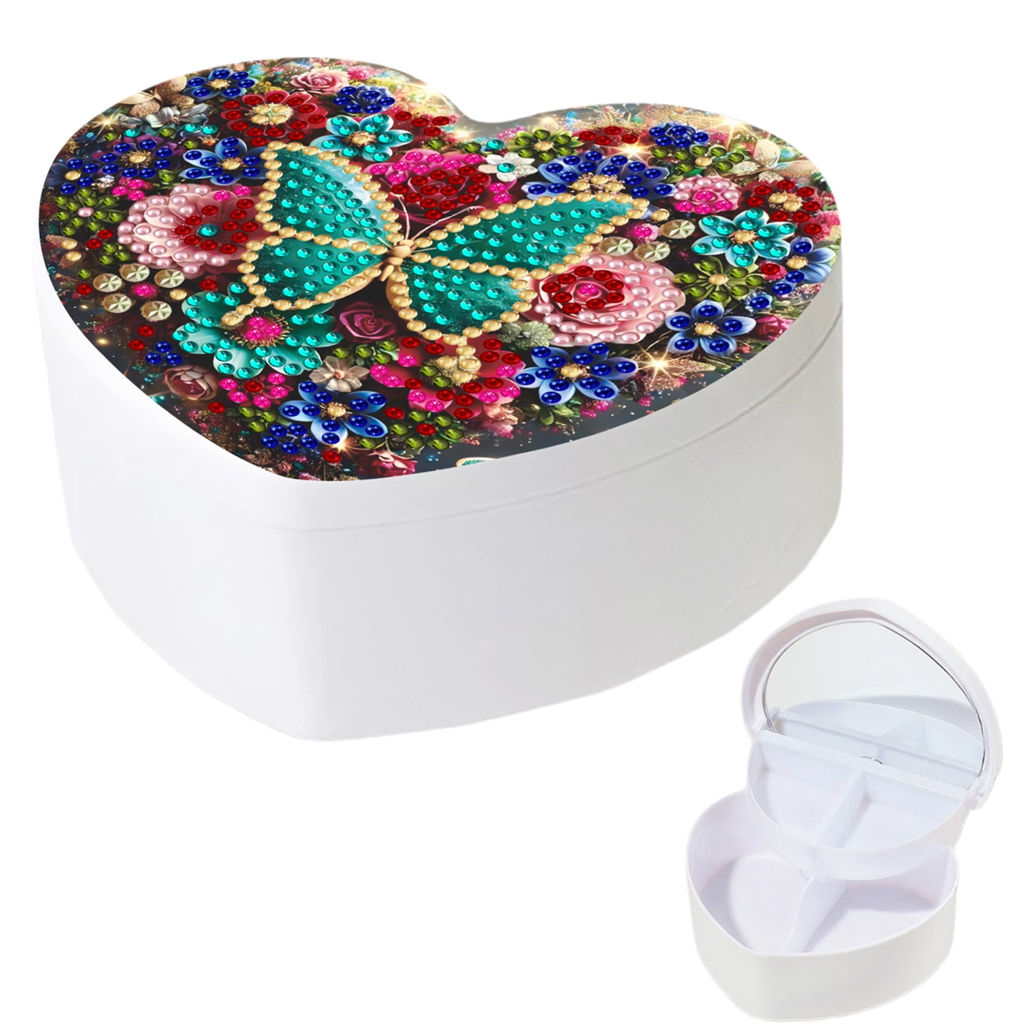 Butterfly DIY Diamond Painting Heart-Shaped Jewelry Box Decorative Storage Case