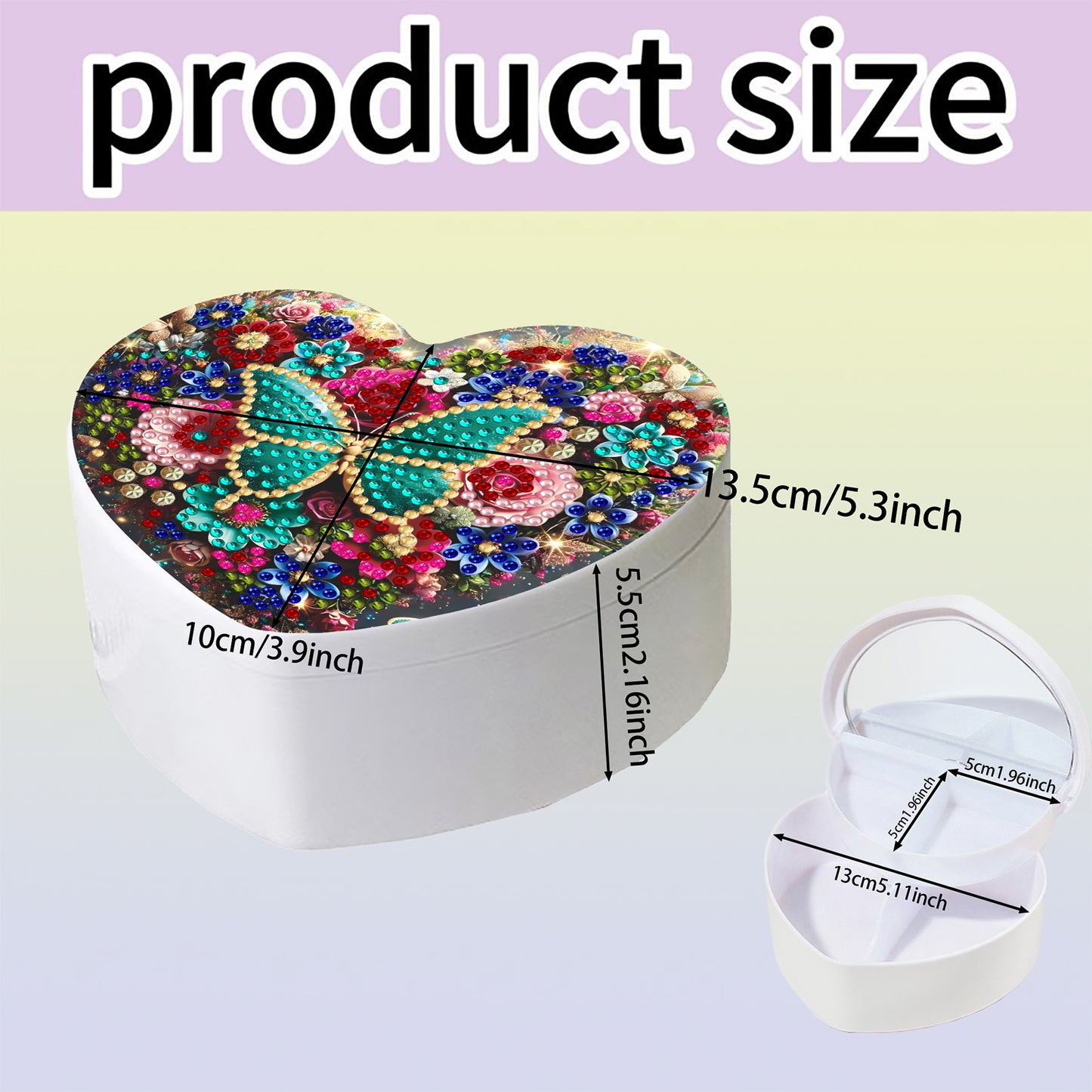 Butterfly DIY Diamond Painting Heart-Shaped Jewelry Box Decorative Storage Case