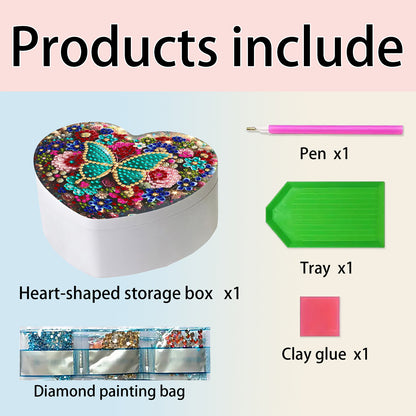 Butterfly DIY Diamond Painting Heart-Shaped Jewelry Box Decorative Storage Case