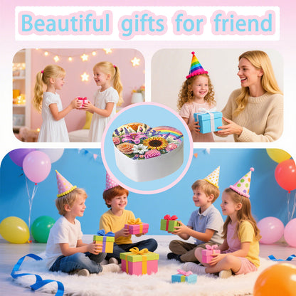 Rainbow DIY Diamond Painting Heart-Shaped Jewelry Box Decorative Storage Case