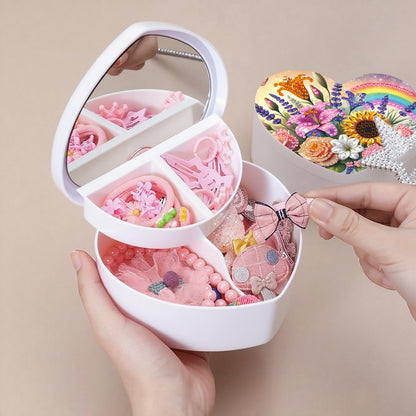 Rainbow DIY Diamond Painting Heart-Shaped Jewelry Box Decorative Storage Case