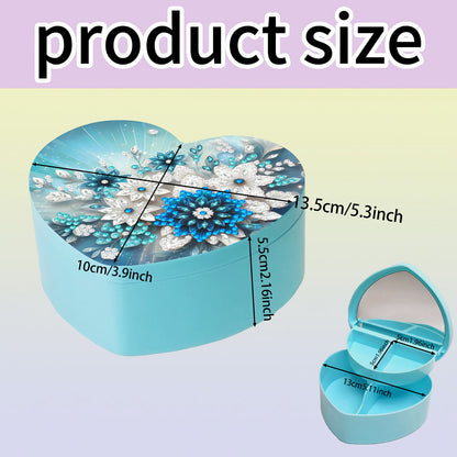 Flower DIY Diamond Painting Heart-Shaped Jewelry Box Decorative Storage Case