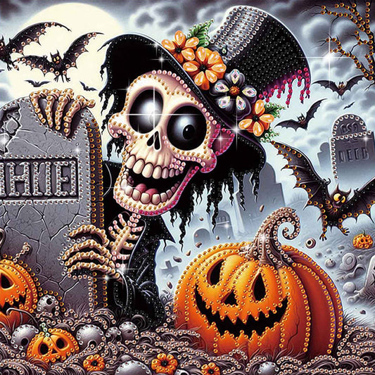 Halloween Skull Pumpkin - Special Shaped Drill Diamond Painting 30*30CM