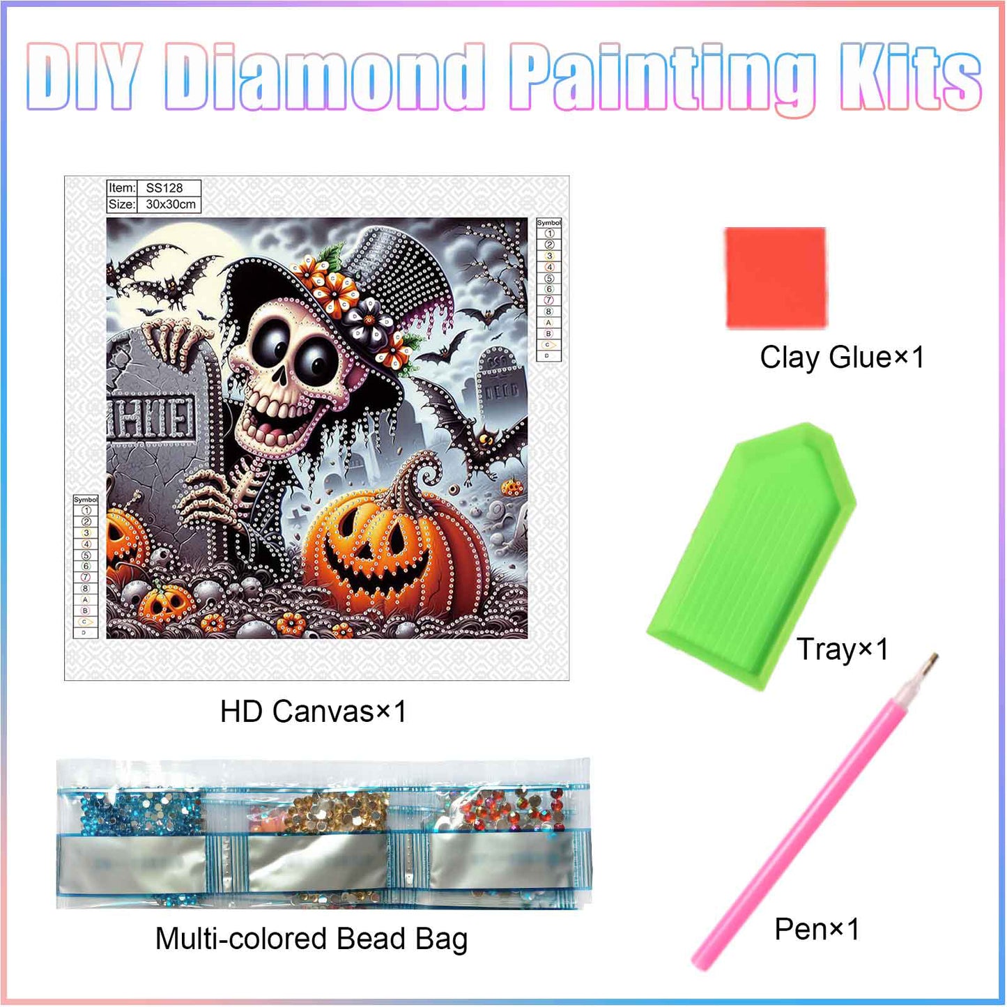 Halloween Skull Pumpkin - Special Shaped Drill Diamond Painting 30*30CM