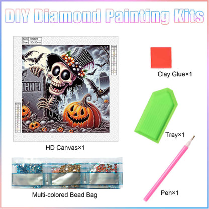 Halloween Skull Pumpkin - Special Shaped Drill Diamond Painting 30*30CM