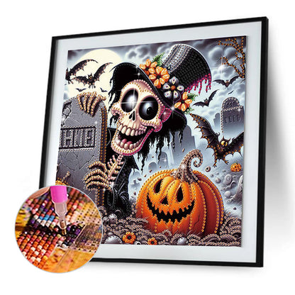Halloween Skull Pumpkin - Special Shaped Drill Diamond Painting 30*30CM