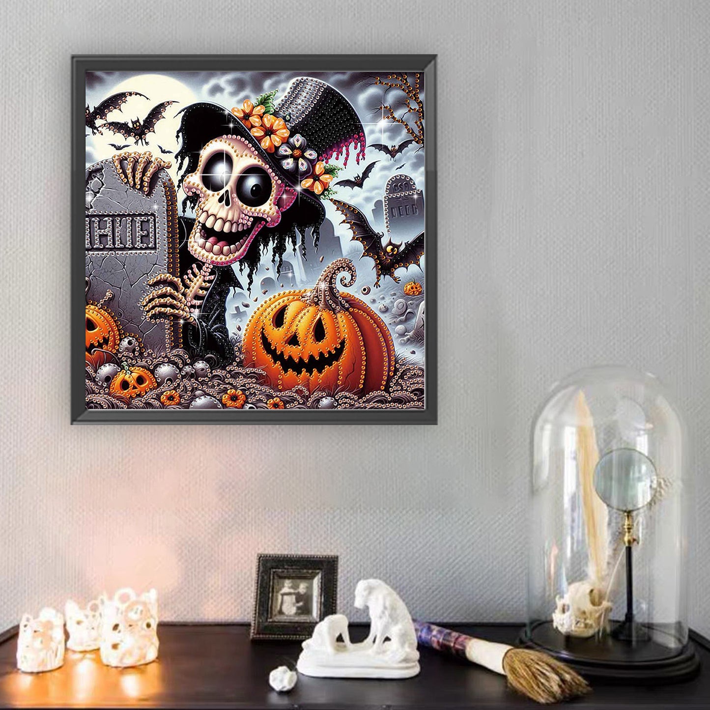 Halloween Skull Pumpkin - Special Shaped Drill Diamond Painting 30*30CM