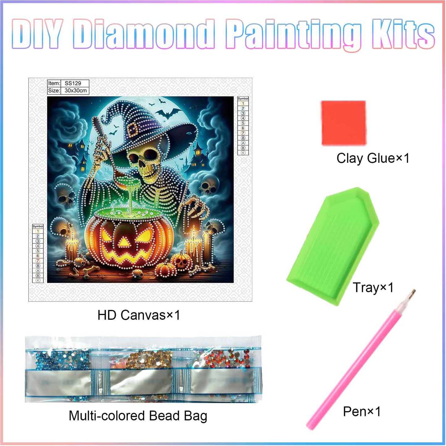 Halloween Skull Pumpkin - Special Shaped Drill Diamond Painting 30*30CM