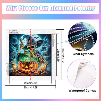 Halloween Skull Pumpkin - Special Shaped Drill Diamond Painting 30*30CM