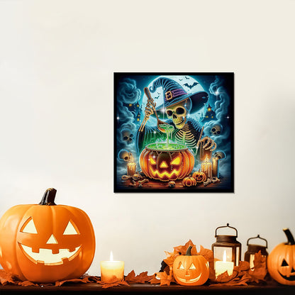 Halloween Skull Pumpkin - Special Shaped Drill Diamond Painting 30*30CM