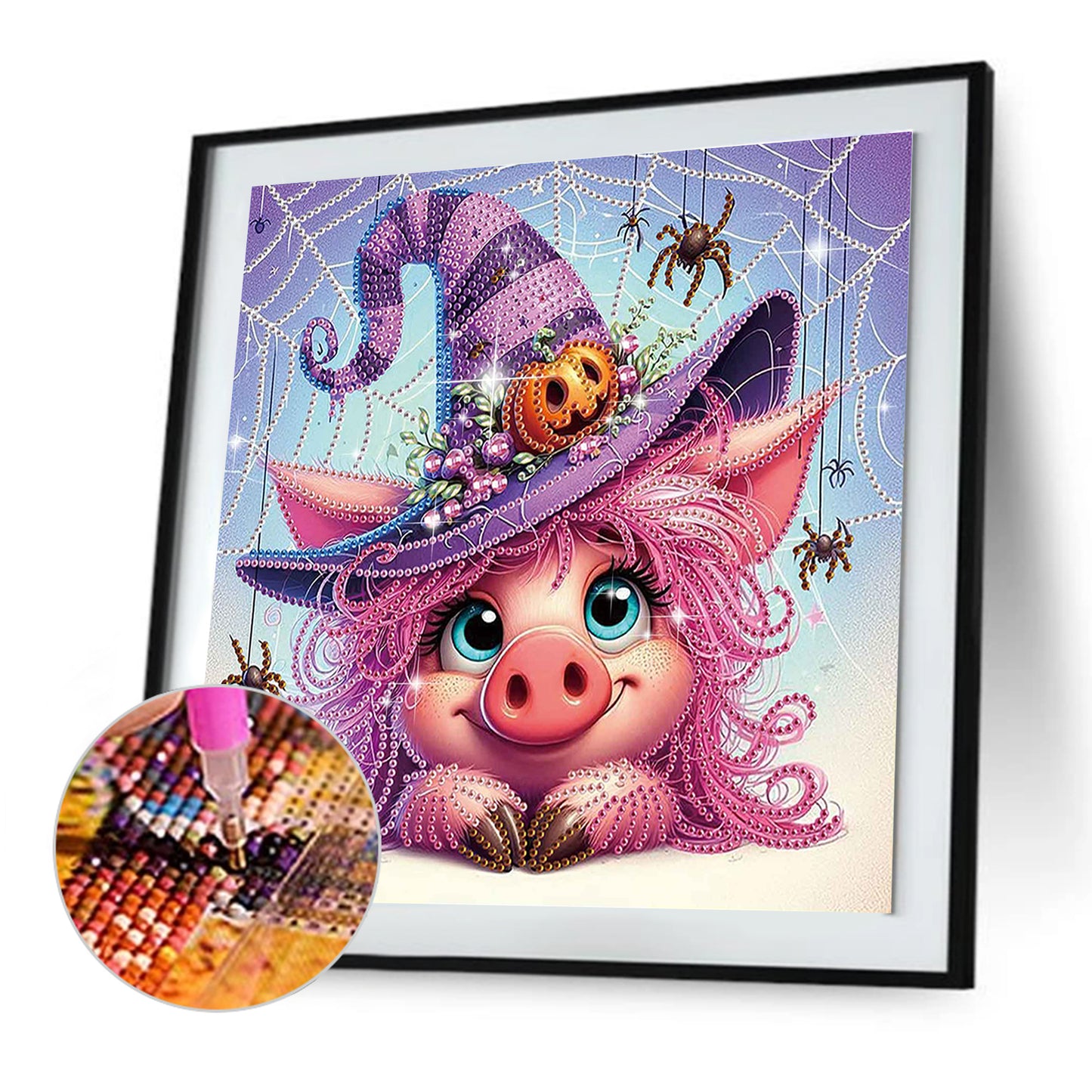 Pink Halloween Pig - Special Shaped Drill Diamond Painting 30*30CM