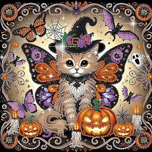 Halloween Cat - Special Shaped Drill Diamond Painting 30*30CM