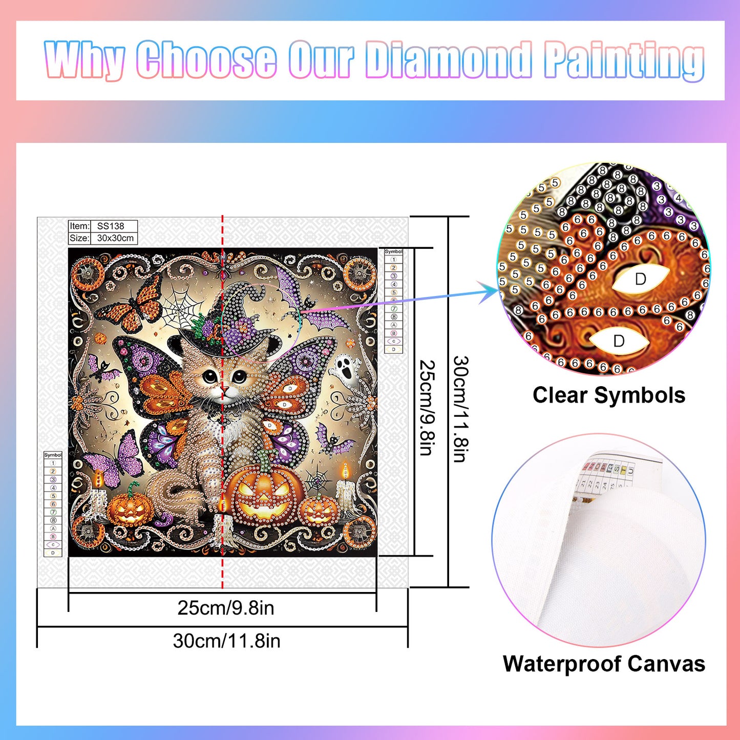 Halloween Cat - Special Shaped Drill Diamond Painting 30*30CM