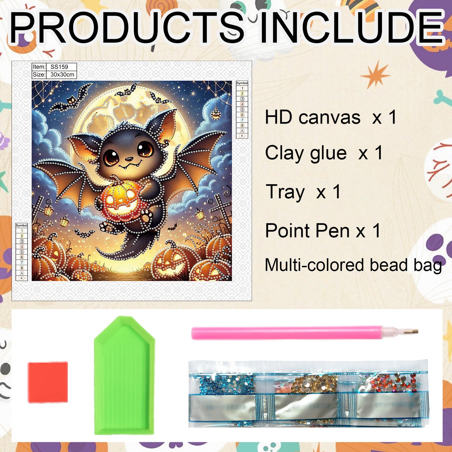 Halloween Bat - Special Shaped Drill Diamond Painting 30*30CM