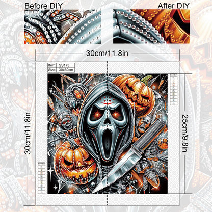 Halloween Skeleton - Special Shaped Drill Diamond Painting 30*30CM