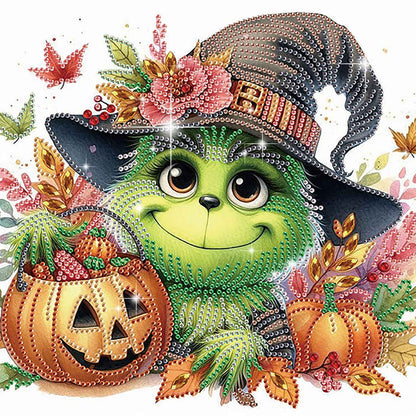 Green Furry Halloween Monster - Special Shaped Drill Diamond Painting 30*30CM