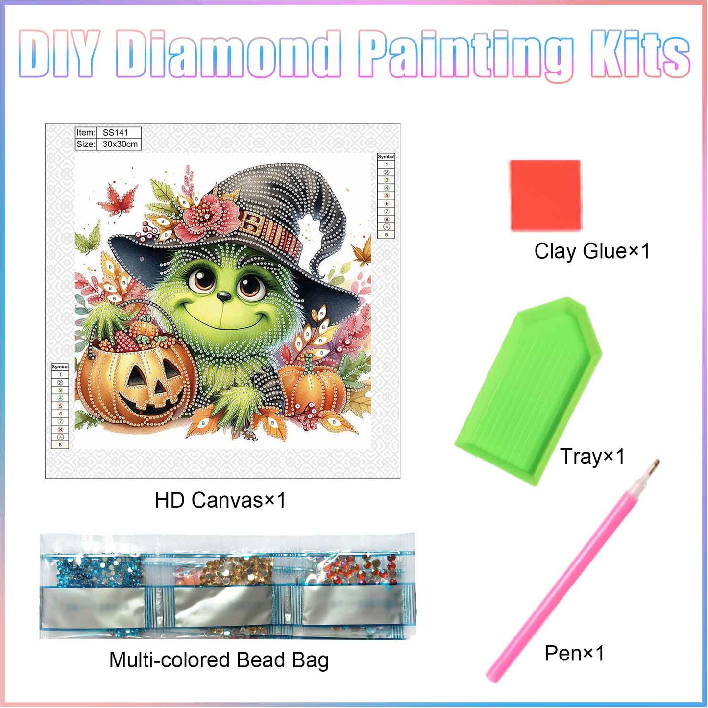 Green Furry Halloween Monster - Special Shaped Drill Diamond Painting 30*30CM