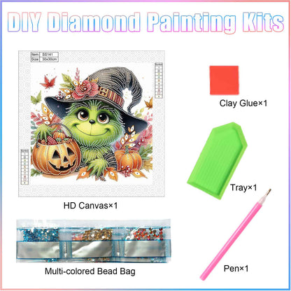 Green Furry Halloween Monster - Special Shaped Drill Diamond Painting 30*30CM